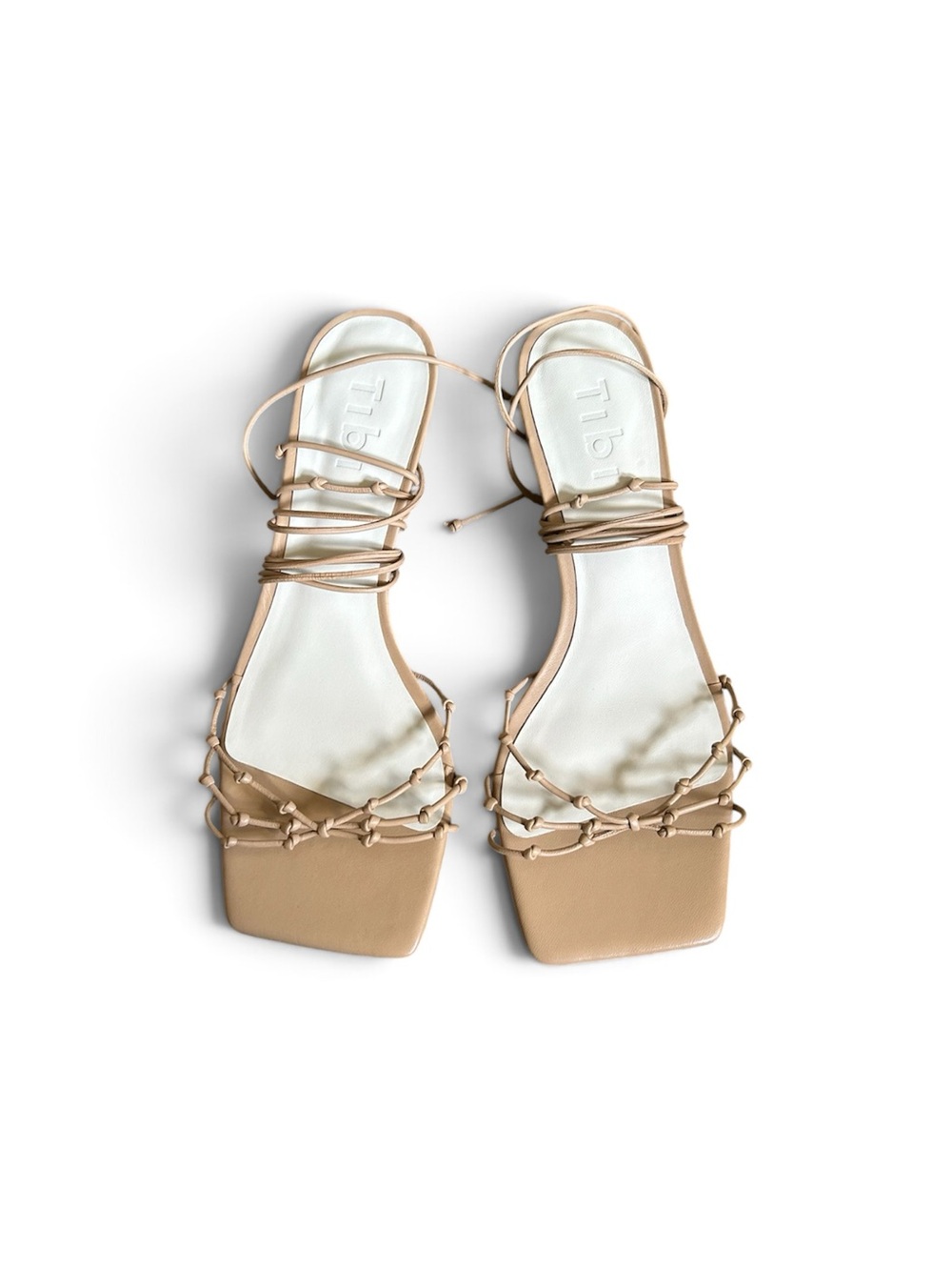 Tibi Beige Lace-Up Square-Toe Sandals